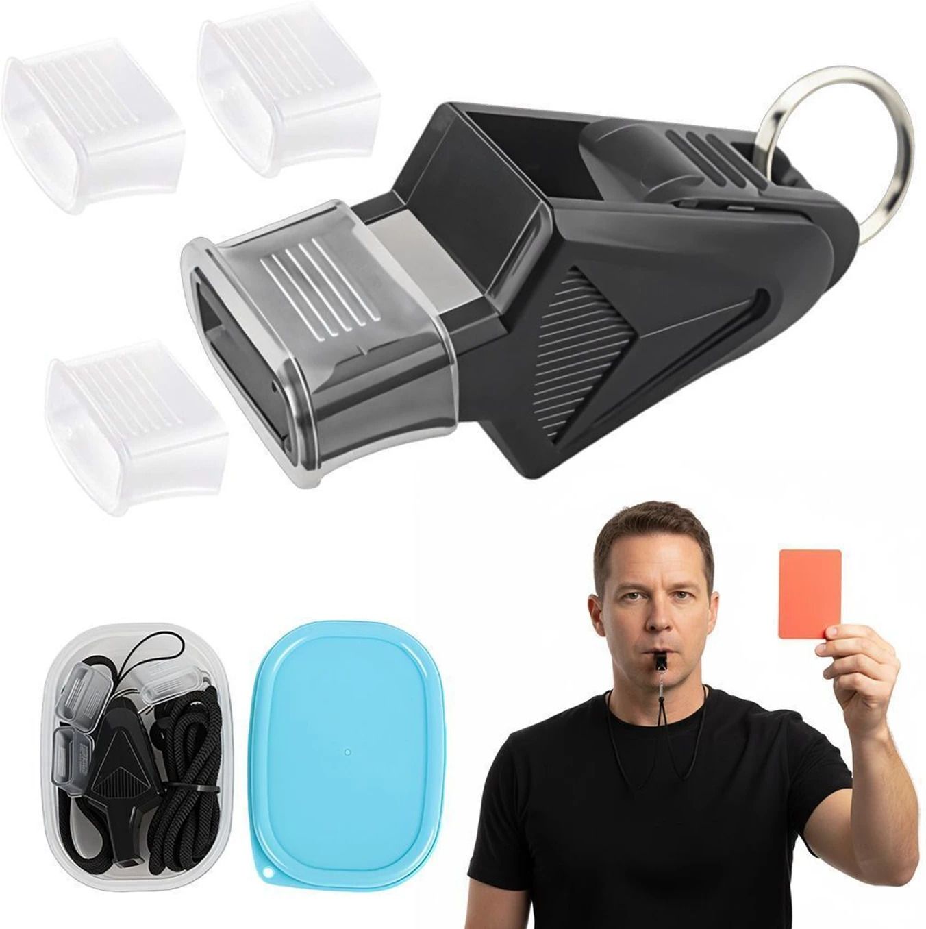 Professional Sports Whistle Set with Lanyard for Coaches and Referees Pealess Whistle-image-39