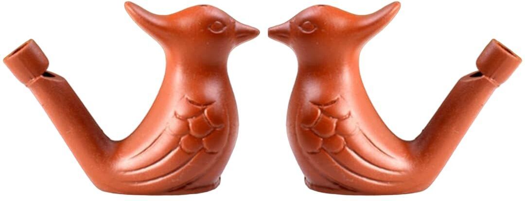 Clay Bird Water Whistle Toy(Set of 2) Pealess Whistle