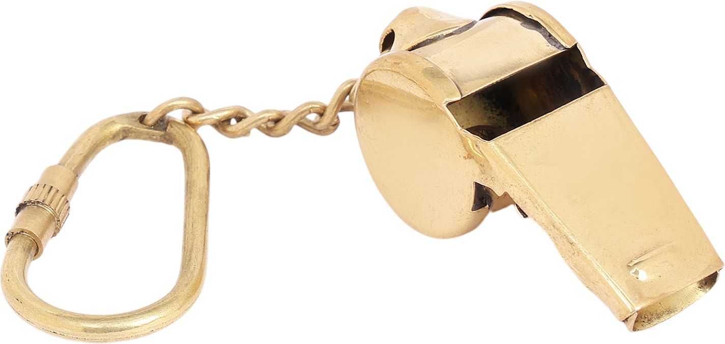 shreeyash Brass Whistle Keychain with Chain, Gold Polished Finish, 11 cm, Loud Clear Sound Pealess Whistle-picture-20