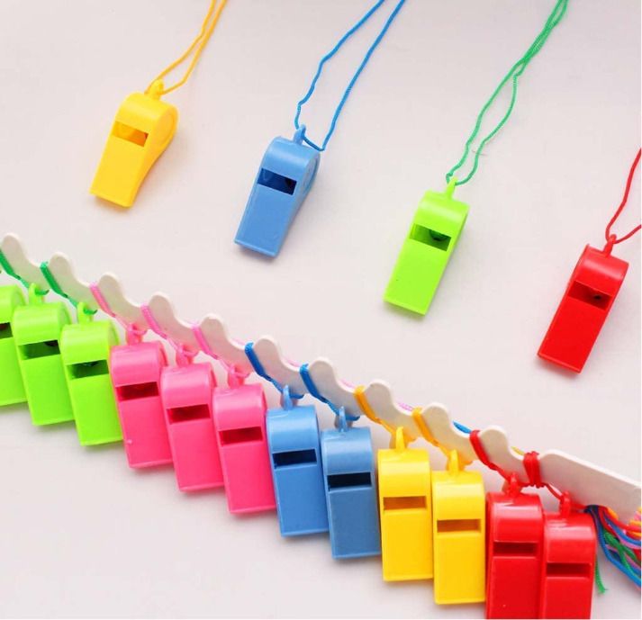 abc Multicolor Plastic Sports Whistle with Neck String for Kids & Adults, Pack of 12 Pea Whistle-picture-31