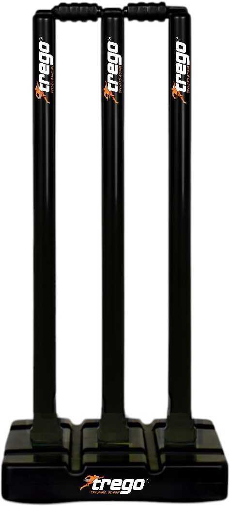 Full Size Plastic Cricket Stumps Set, 3 Stumps 2 Bails 1 Stand, Wickets-image-24
