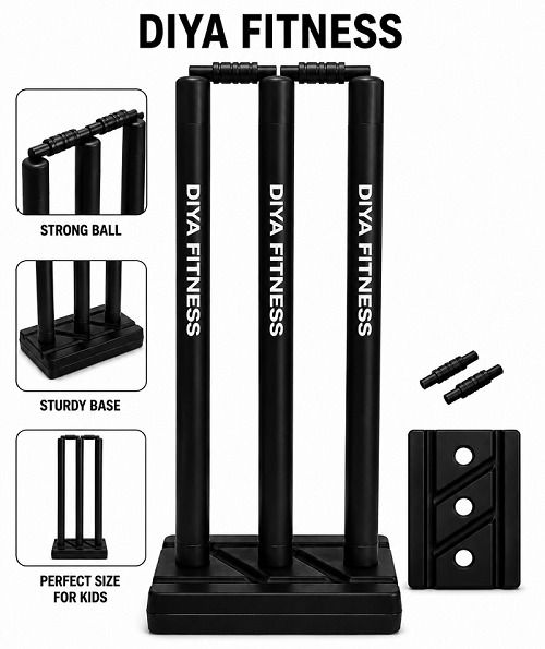 diya fitness Plastic Cricket Wicket Set for Kids with 3 Stumps, 2 Bails & Base-picture-29