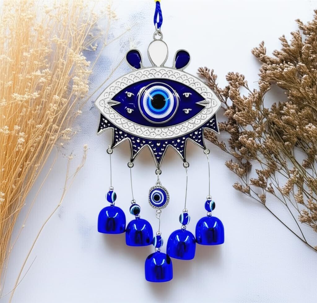 advik mart Evil Eye Good Luck Charm | Home & Office Protection Wall Hanging Aluminium Windchime-picture-15