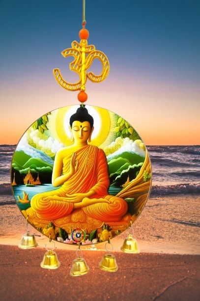 adhyans Gautama Buddha Siddhartha Tathagata Shakyamuni Wall Hanging Wood Windchime-picture-46