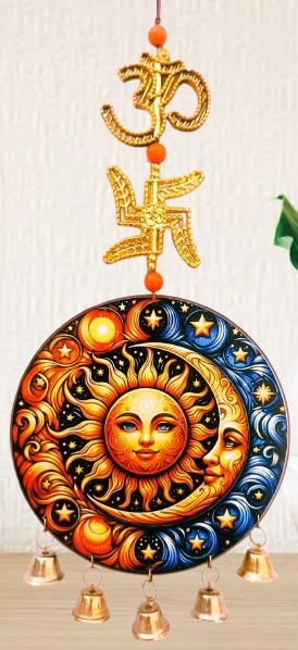 adhyans Lord Surya Dev Bhagavan Sun God with chandrama Moon Face Feng Shui Wall Hanging Wood Windchime-picture-25