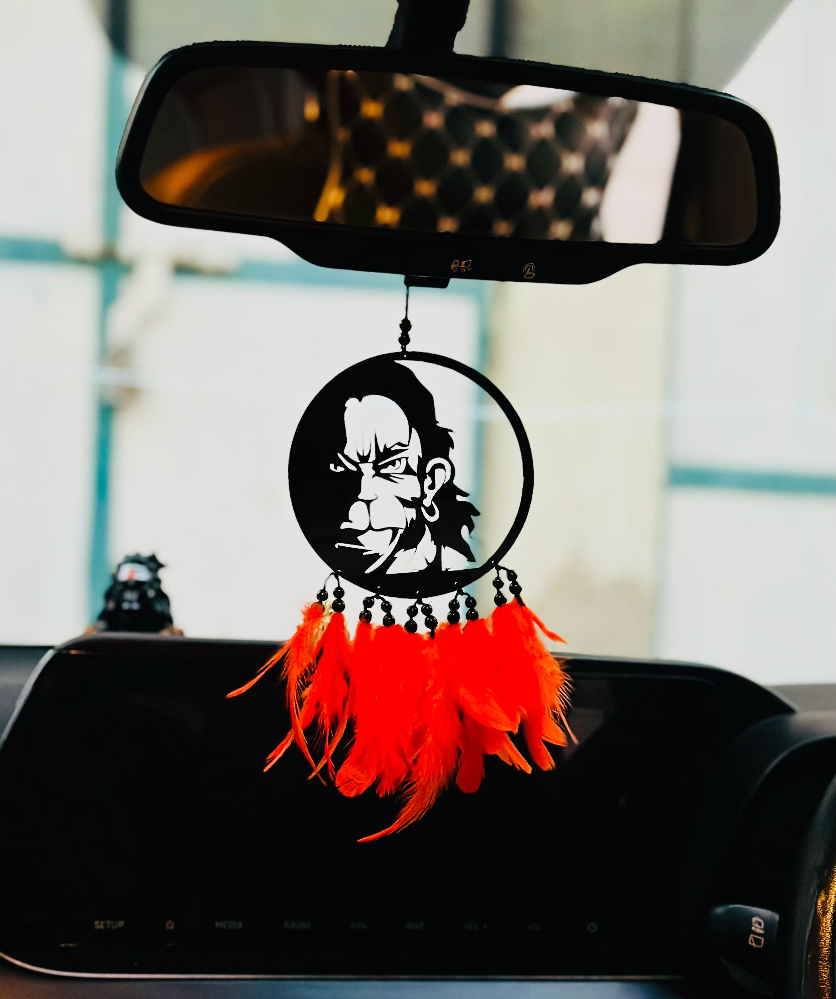 Hanuman Dream Catcher Car Hanging Ornament | Dream Catcher for Positive Energy| Feather, Plastic Dream Catcher-image-13