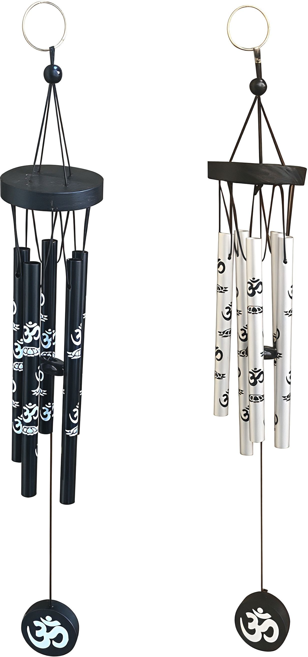ppselects Om Printed 5-Tube Metal Wind Chime for Balcony & Home Decor (Black) Aluminium, Nylon, Plastic, Steel, Wood Windchime-picture-27