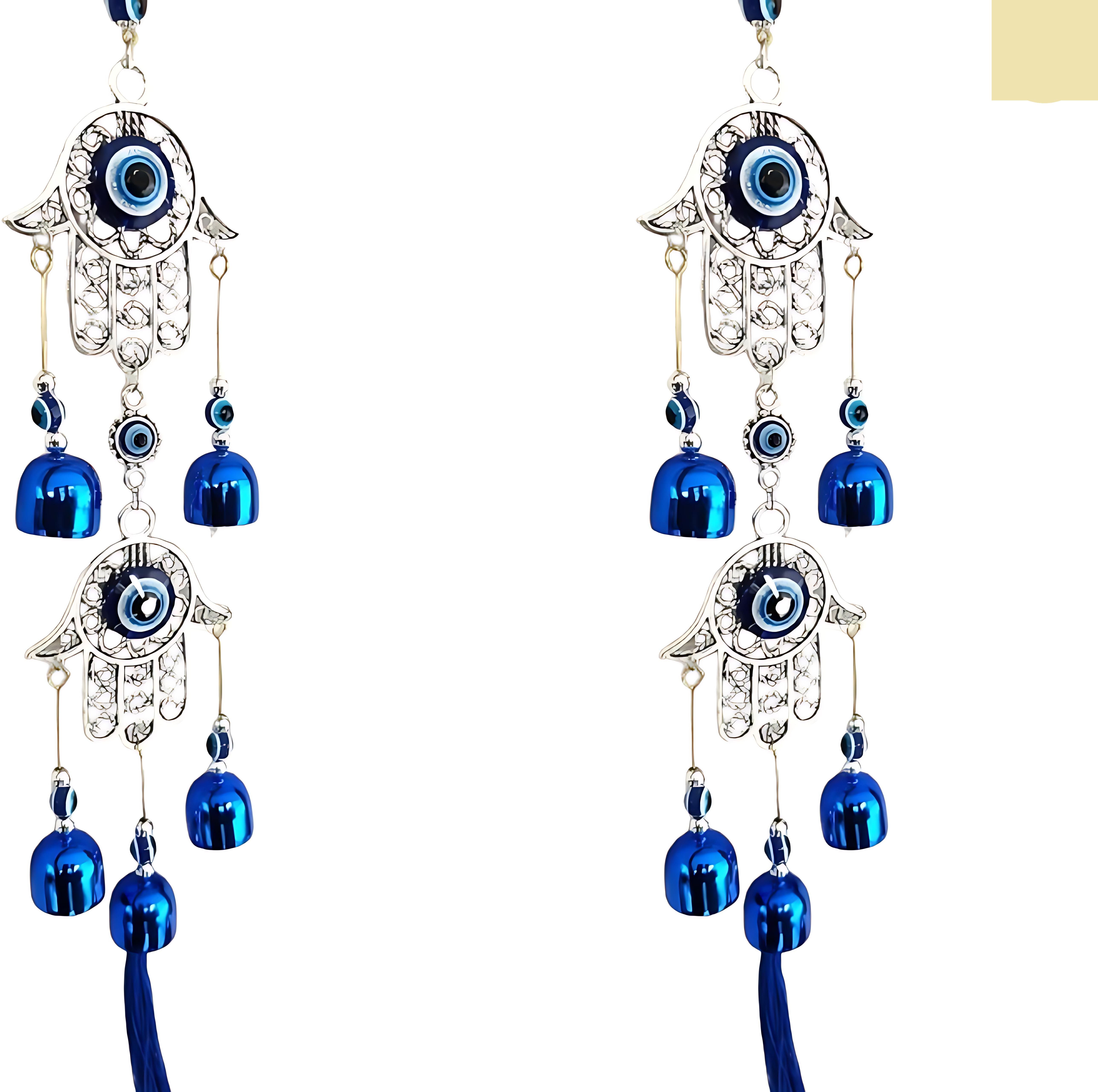 bzilo Pack Of 2 WindChime Hamsa Hand Metal Evil Eye Wall Hangings Design May vary O73 Polyresin Windchime-picture-21