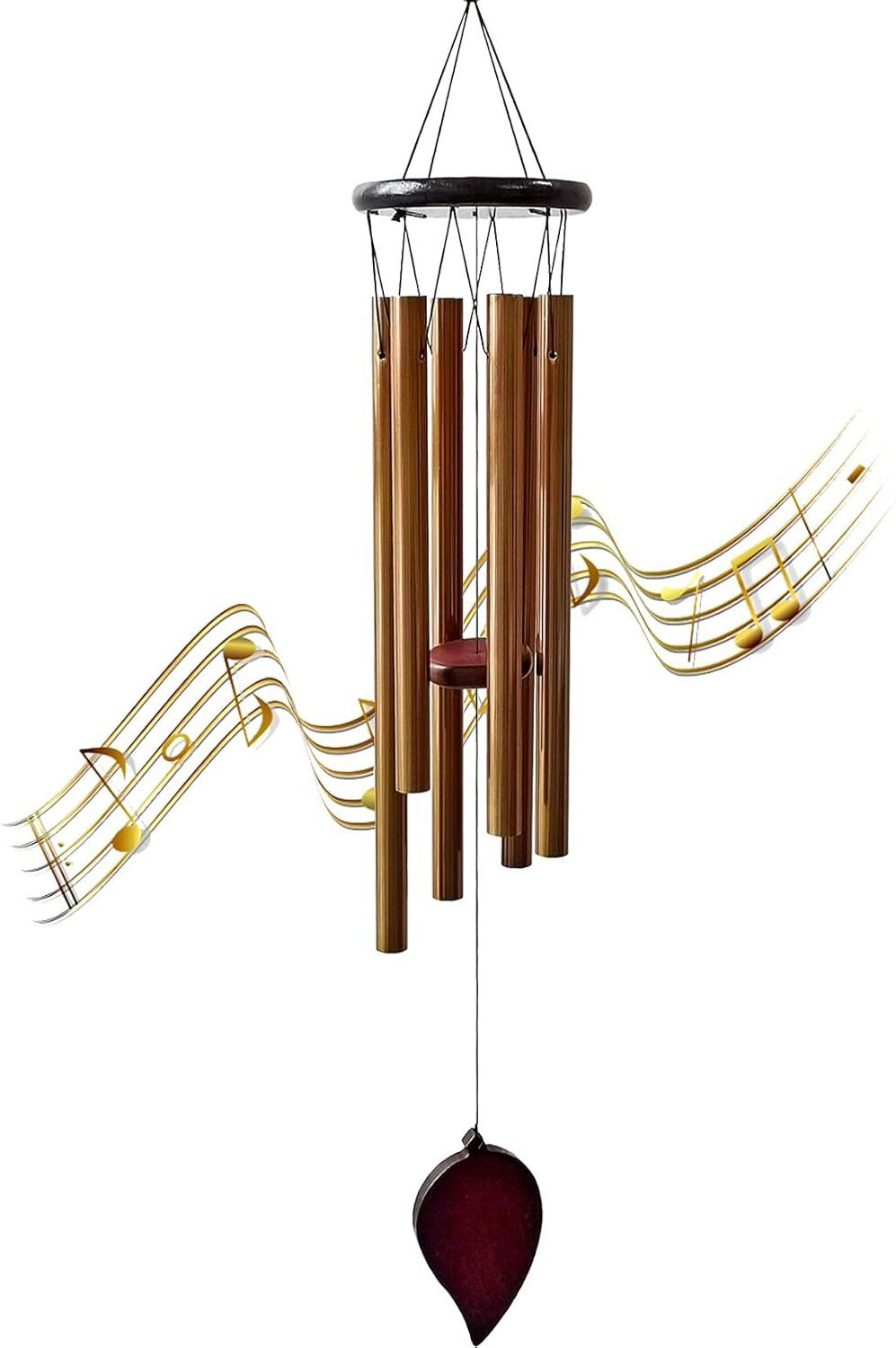 Windchime 6 Metal Tubes Outdoor Balcony Garden | Balcony, Outdoor Steel, Wood Windchime-image-1
