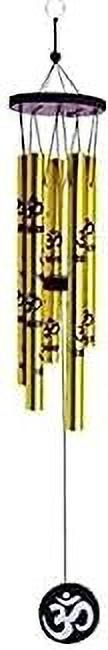 Feng Shui Wood Metal 5 Pipes Wind Chime Positive Amazing Sound (Om Design- WC 2) Aluminium Windchime