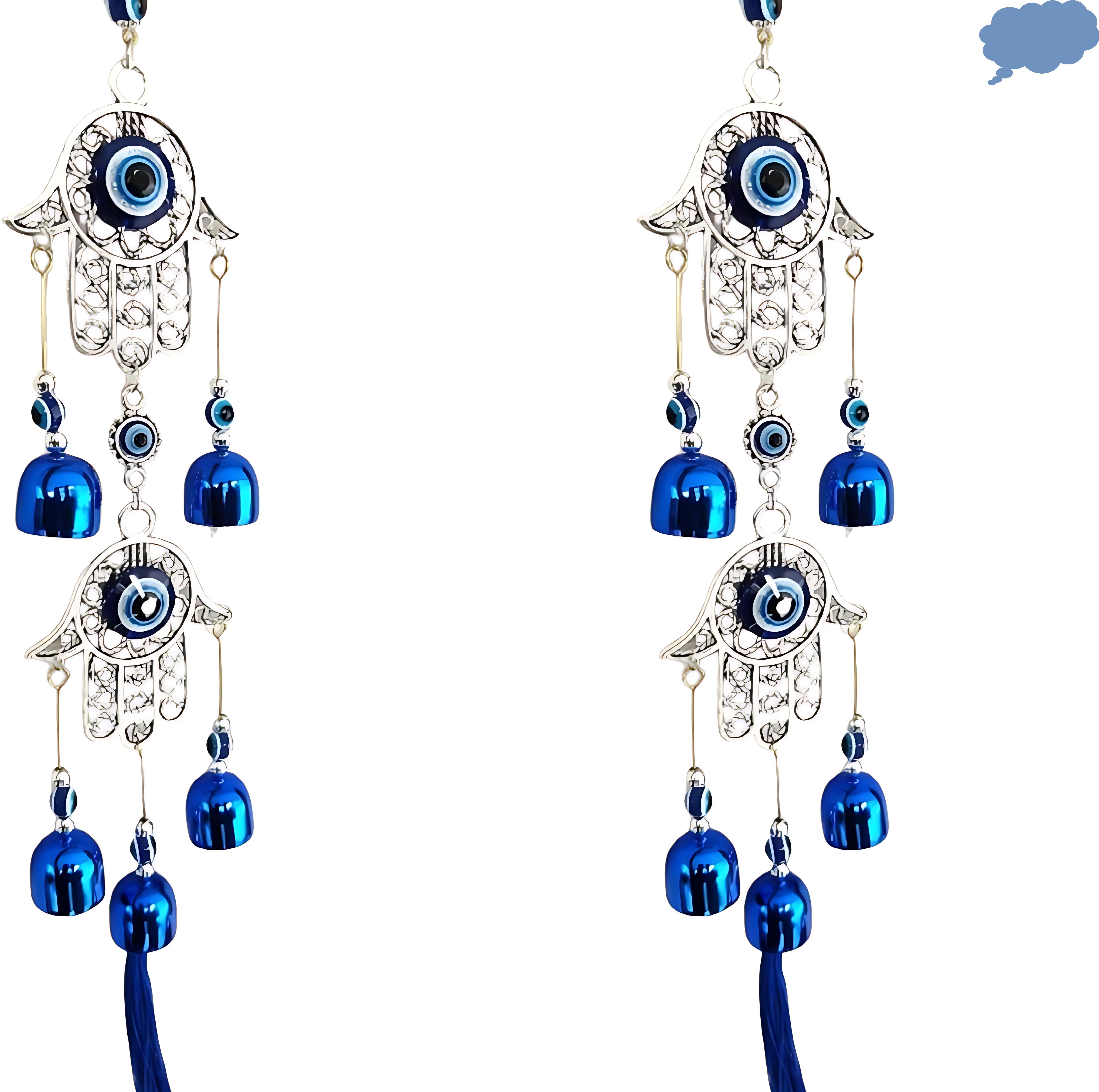 Pack Of 2 WindChime Hamsa Hand Metal Evil Eye Wall Hangings Design May vary O2 Polyresin Windchime-image-47