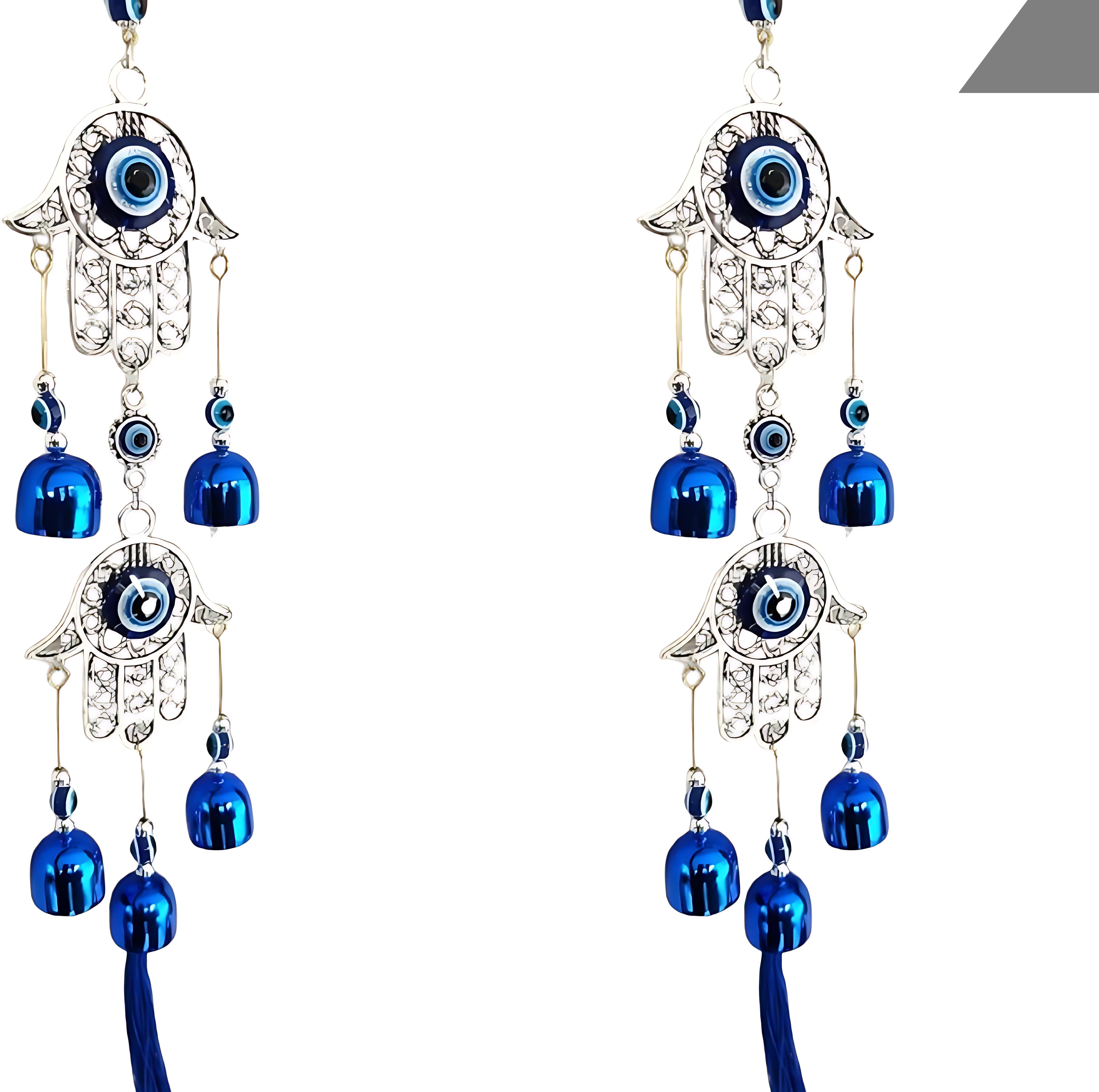 bzilo Pack Of 2 WindChime Hamsa Hand Metal Evil Eye Wall Hangings Design May vary O20 Polyresin Windchime-picture-29
