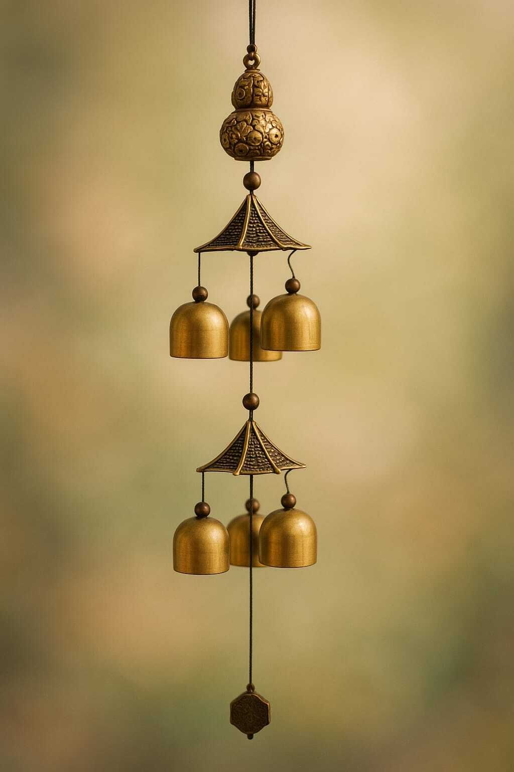 Brass Om Feng Shui Wind Chime with Hanging Bells Aluminium, Plastic Windchime-image-31