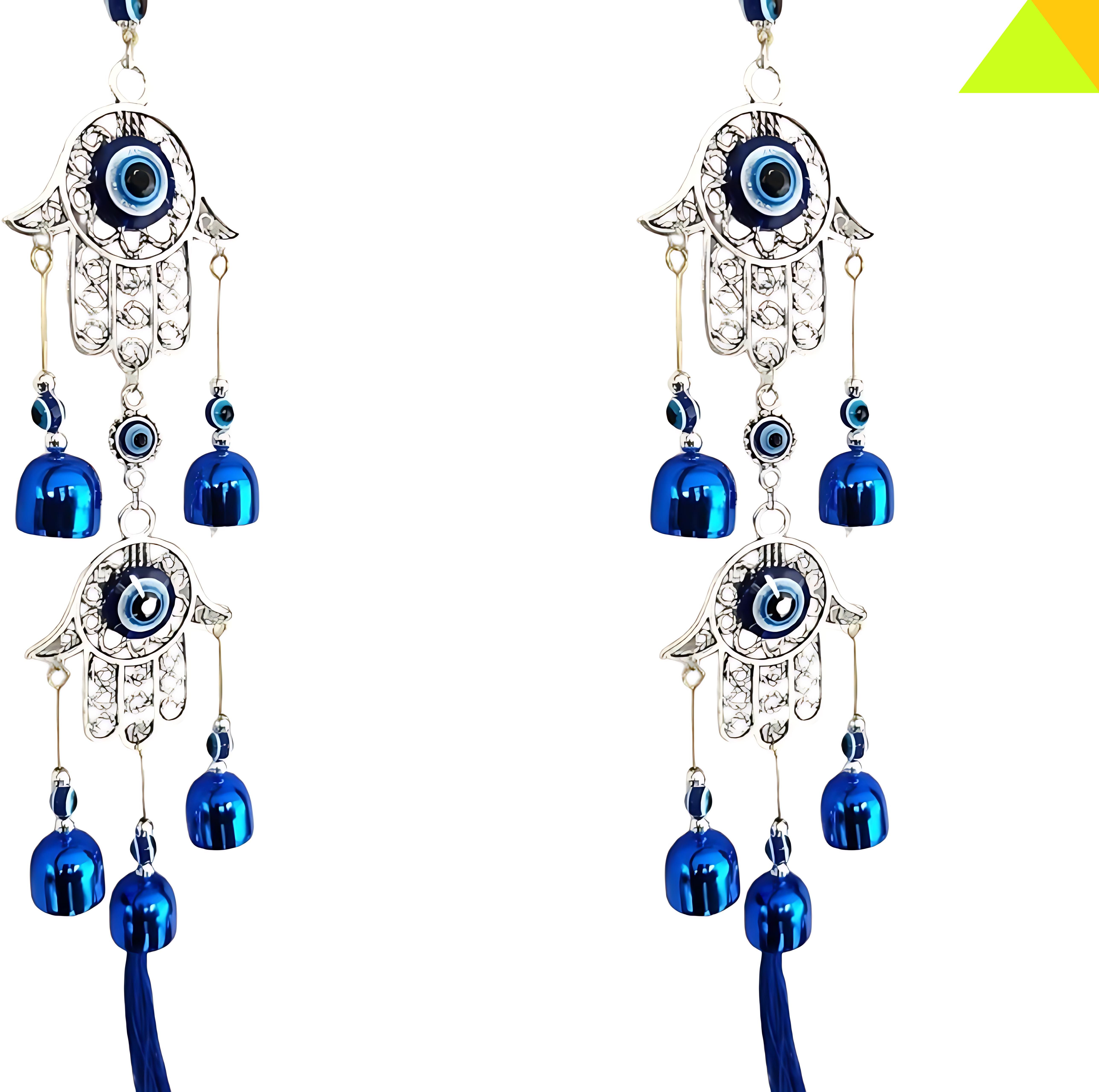 bzilo Pack Of 2 WindChime Hamsa Hand Metal Evil Eye Wall Hangings Design May vary O62 Polyresin Windchime-picture-24