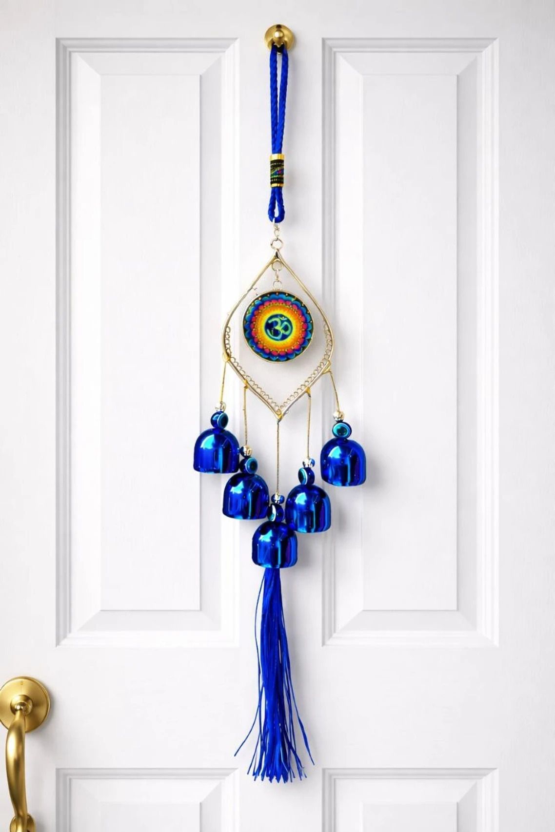 Om Evil Eye Wind Chime with Bells for Home Entrance & Wall Hanging Decor Aluminium Windchime-image-43