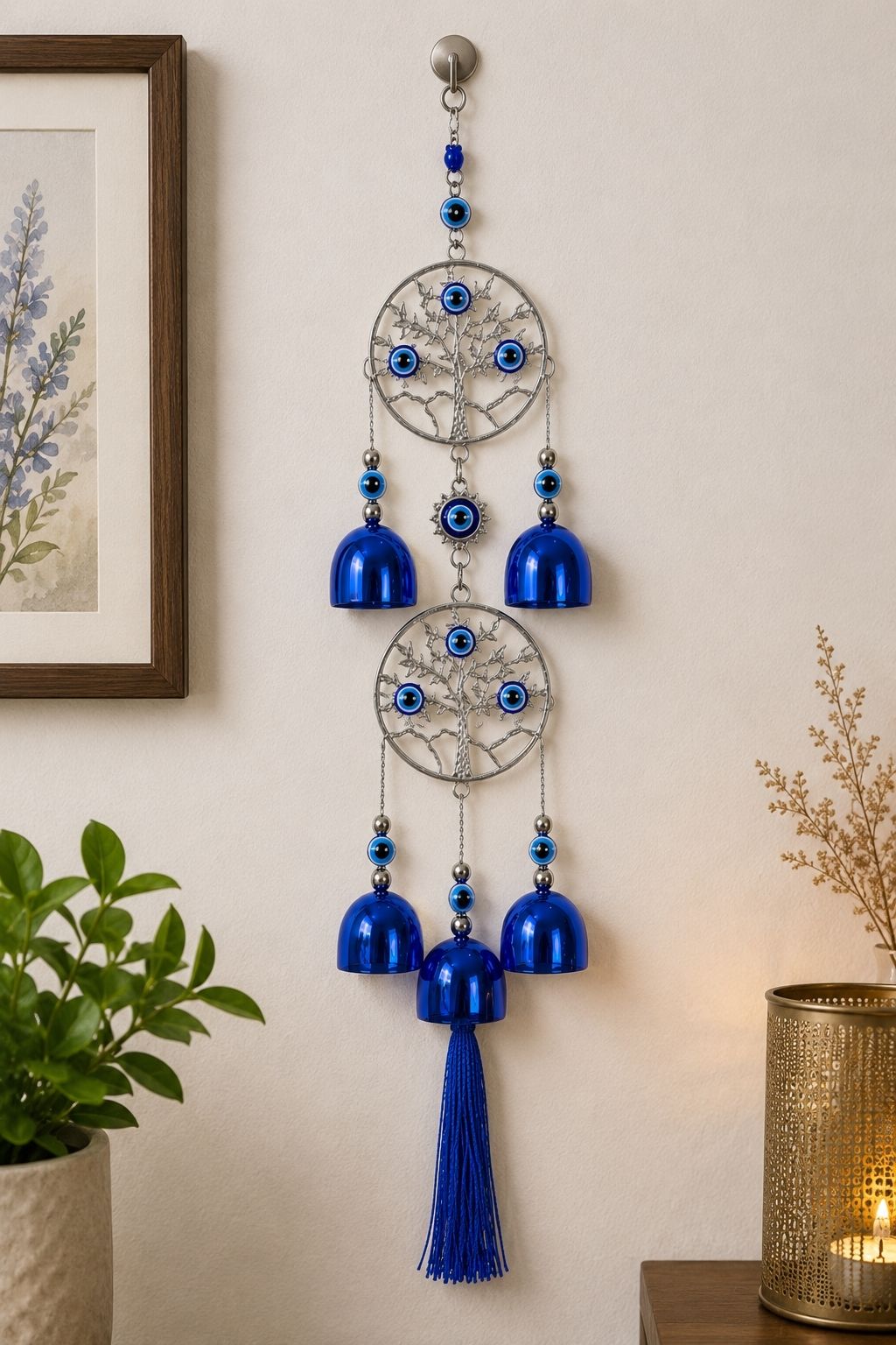 manshi collection Blue Evil Eye Tree of Life Wind Chime Aluminium Windchime-picture-28