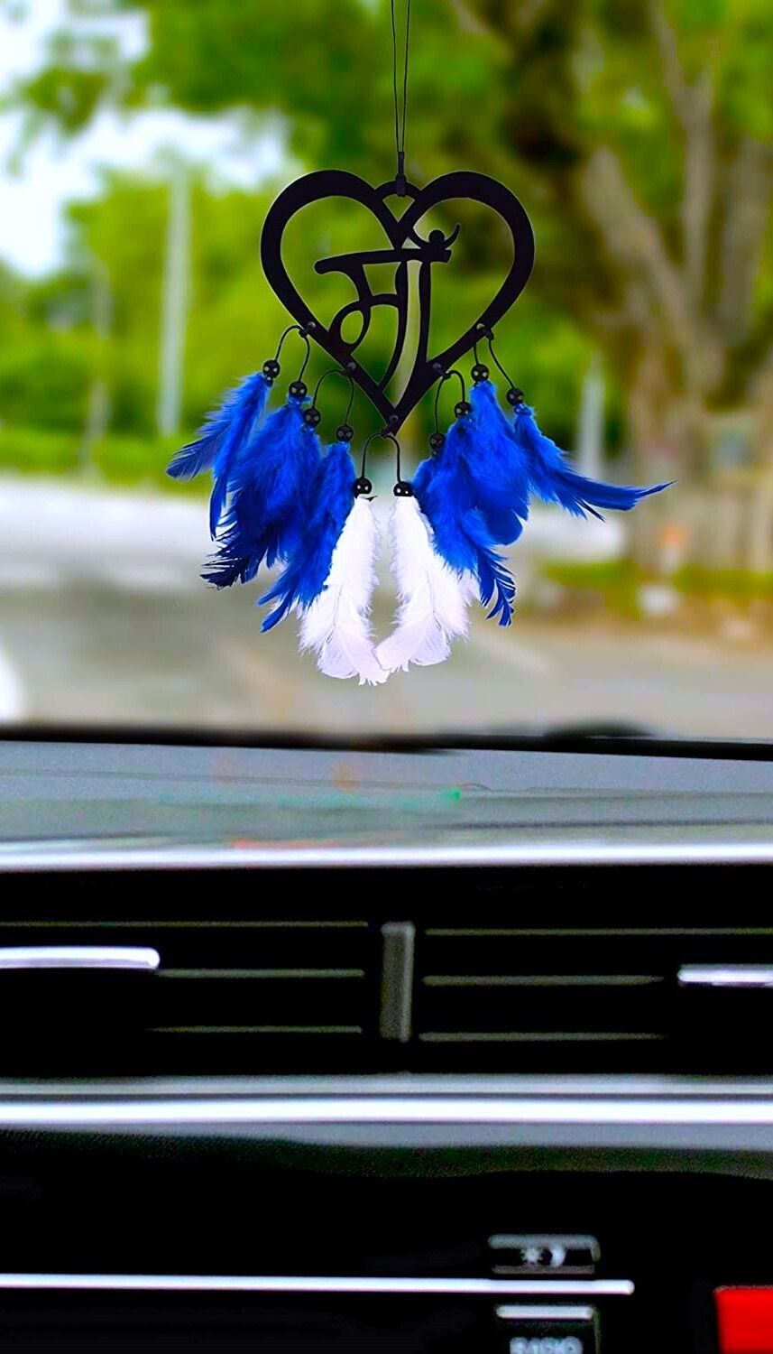 Maa with Blue feathers Dream Catcher for Car Rear View Mirror Hanging Plastic Dream Catcher-image-5