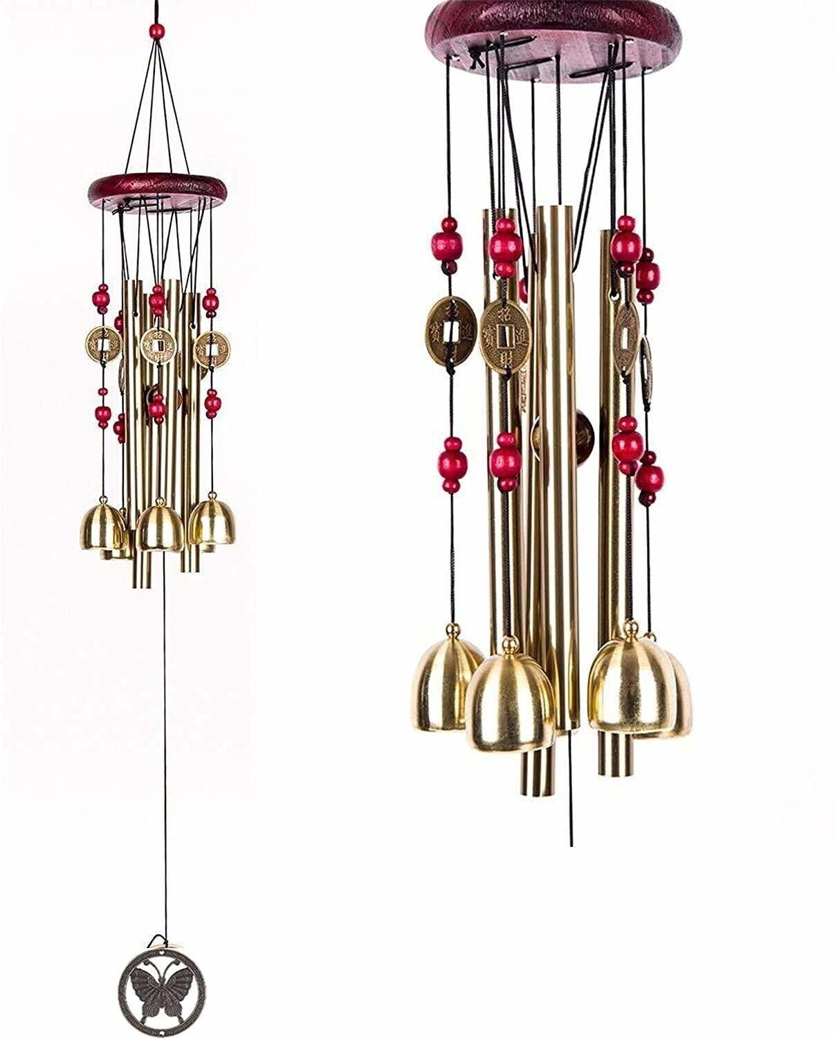 Feng Shui Metal Wind Chime with Bells & Lucky Coins for Home Decor Iron, Aluminium Windchime-image-44