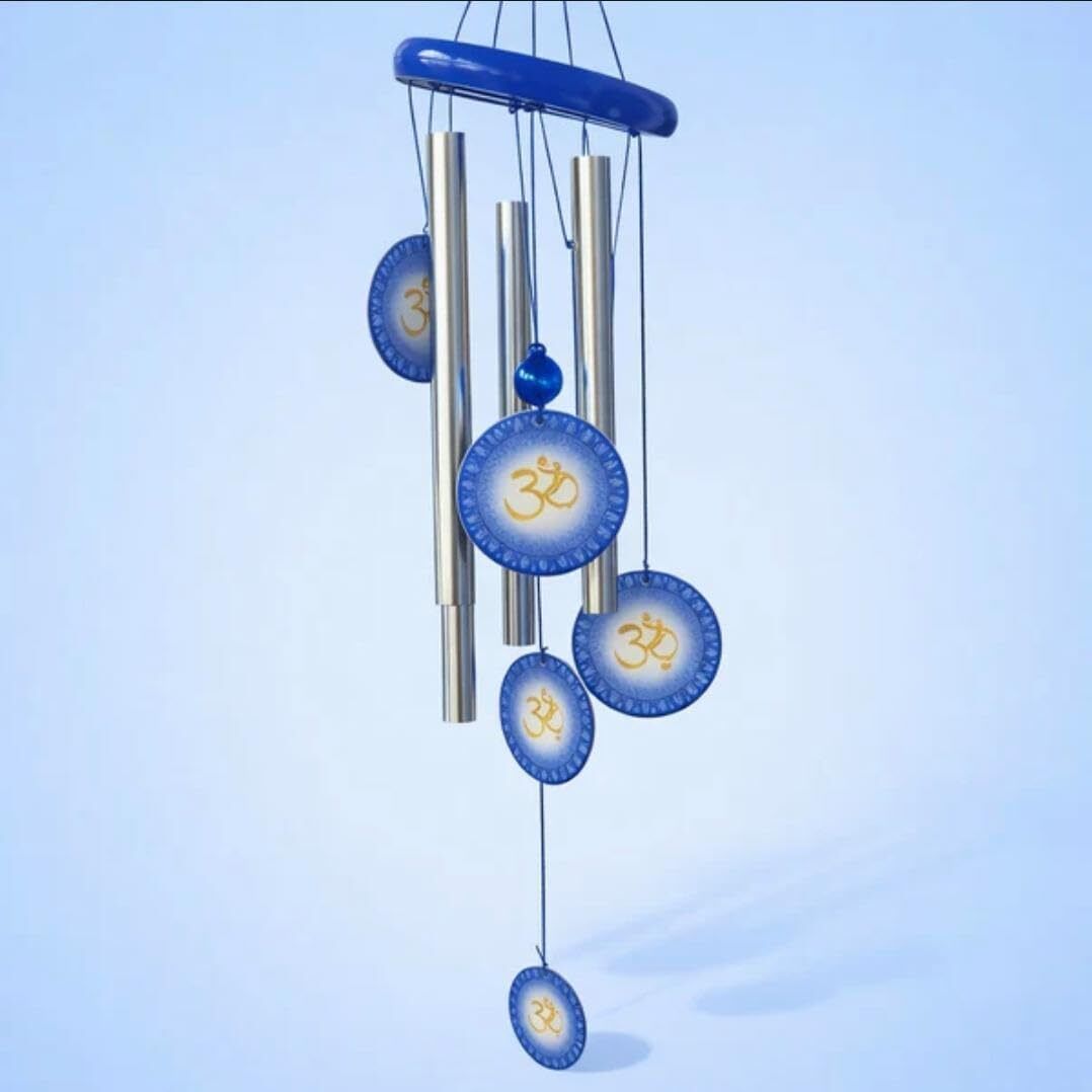 DAZZLEKIT OM Wind Chime, Blue and Silver, Aluminium Tubes with Ceramic Striker Aluminium Windchime-picture-11