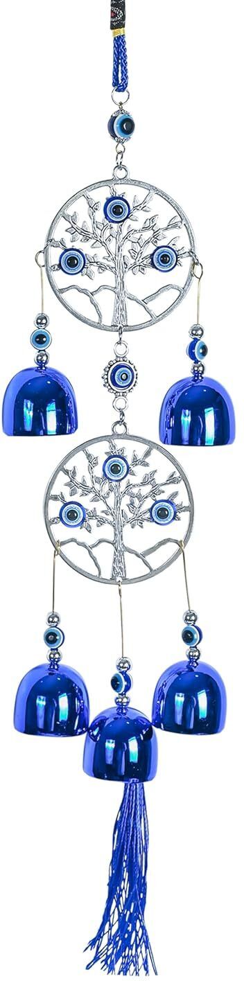 Evil Eye Tree of Life Wind Chime Hanging for Home Décor, Balcony, Main Door Stainless Steel Windchime-image-10