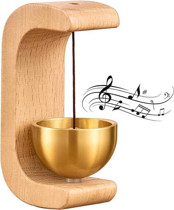 Beech Wooden Door Chime with Brass Bell Dopamine Magnetic Doorbell for Home Shop Wood, Copper Windchime-image-40