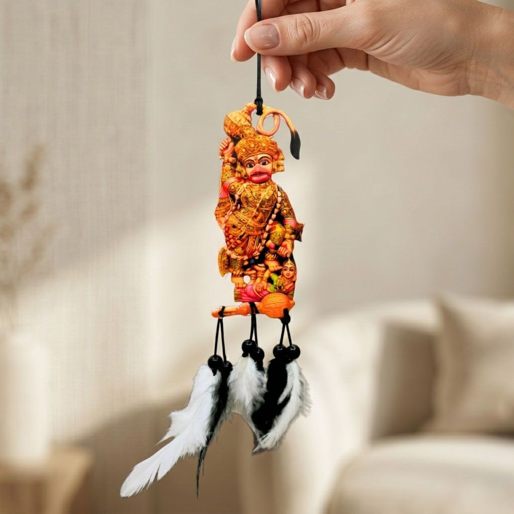 shrivarni creation Kashtbhanjan Dev Car Hanging Acrylic Rear View Mirror Decor Plastic Dream Catcher-picture-34