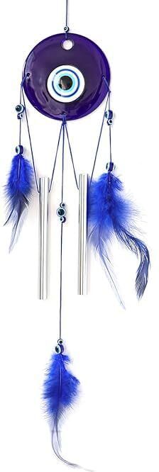triienterprises Evil eye dream catcher, nazar wall hanging ornament,with feathers For Home Decor Crystal Dream Catcher-picture-44