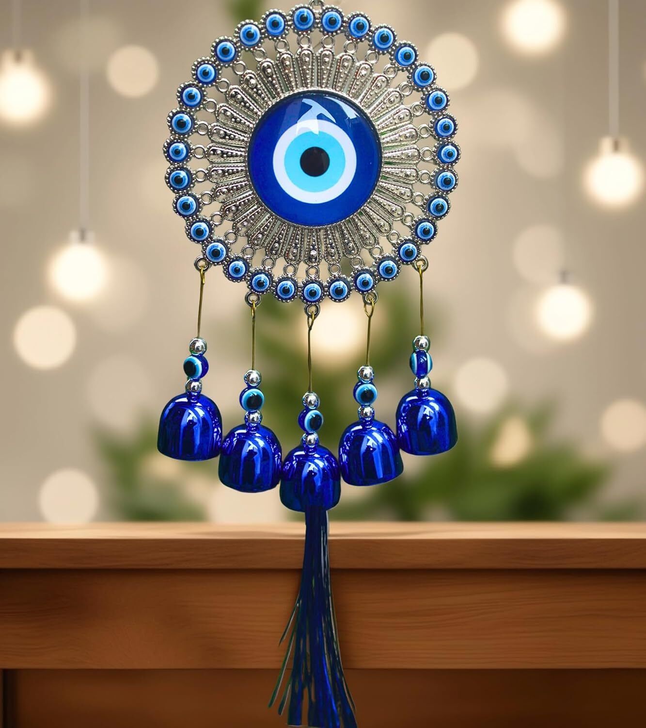 advik mart Nazar Battu Evil Eye Hanging Pendant Blue Amulet for Good Luck For Car And Home Aluminium Dream Catcher-picture-11