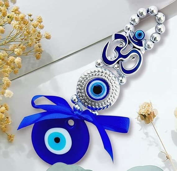 EVIL EYE WALL HANGING DECORATIVE ITEMS NAZAR BATTU FOR HOME,OFFICE,CAR Glass, Brass, Plastic Windchime