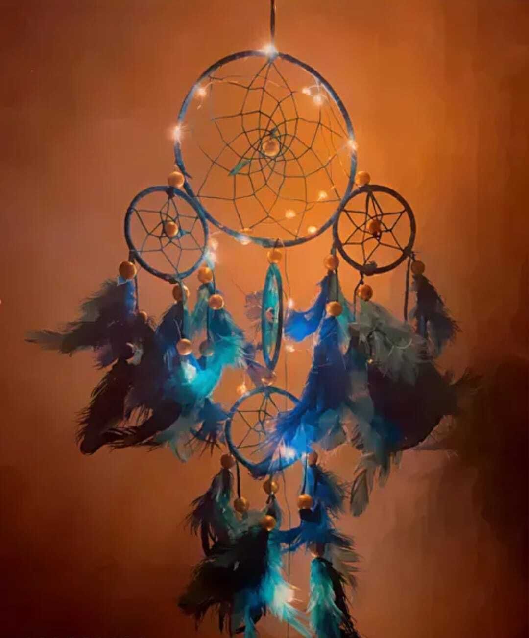 nahida Blue Feather Boho Wall Hanging Feather Dream Catcher-picture-33