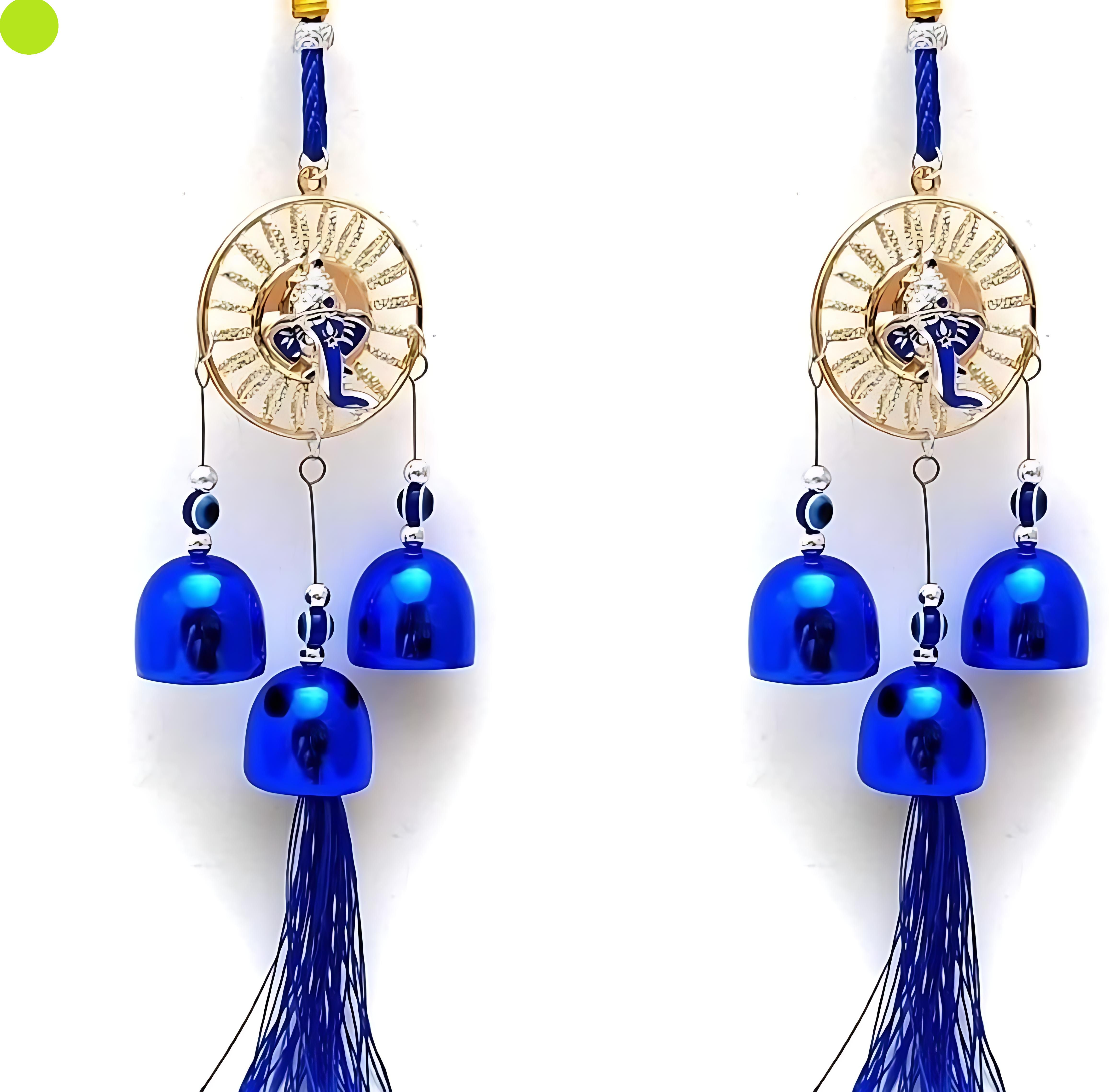 bzilo Pack Of 2 Wind Chime Lord Ganesh Evil Eye For Wall Hangings Design May vary K17 Polyresin Windchime-picture-33