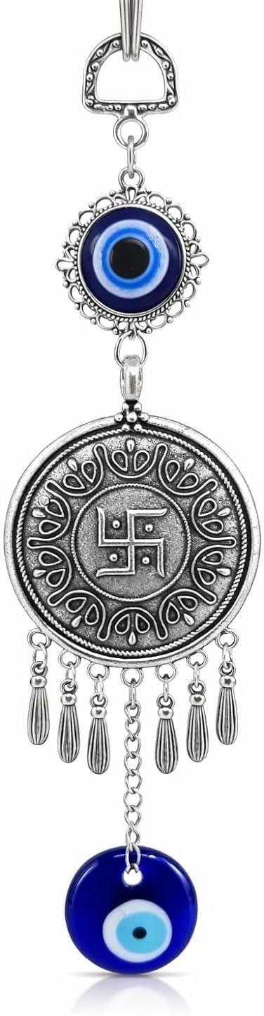 cismoline Evil Eye Swastik Wall Hanging Aluminium Windchime-picture-14