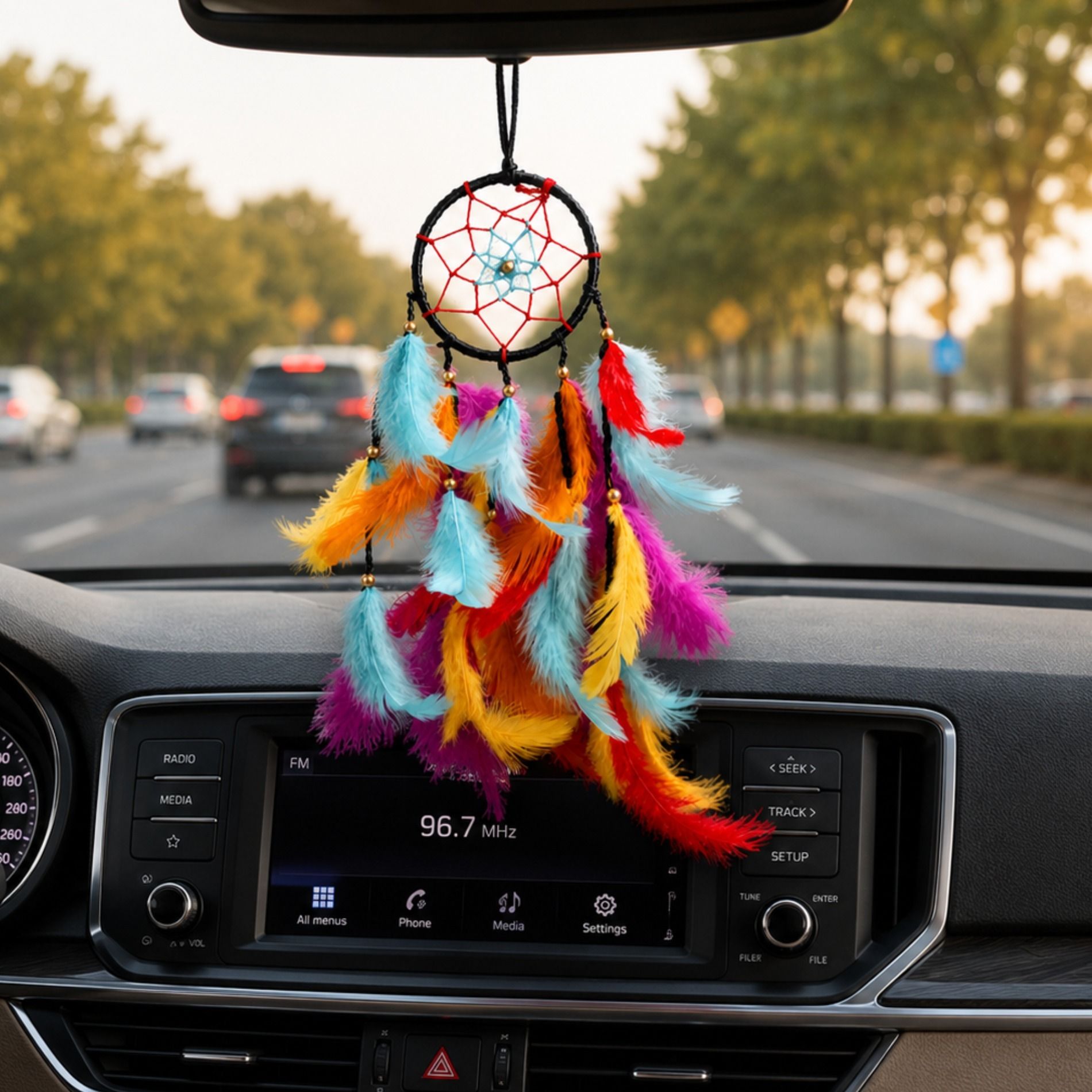 Car Hanging & Wall Hanging/Boho Home Decor for Bedroom,Office & Rear View Mirror Feather, Stainless Steel Dream Catcher-image-30