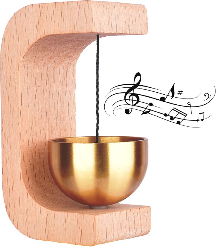 Handcrafted Wood Door Chime with Polished Brass Bell Wood Windchime-image-24