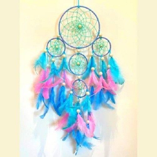 dhruvtar store Dream Catcher Handmade Hangings for Positivity Home Décor Wall Hangings,Room, Aluminium, Nylon, Feather, Wood Windchime-picture-13
