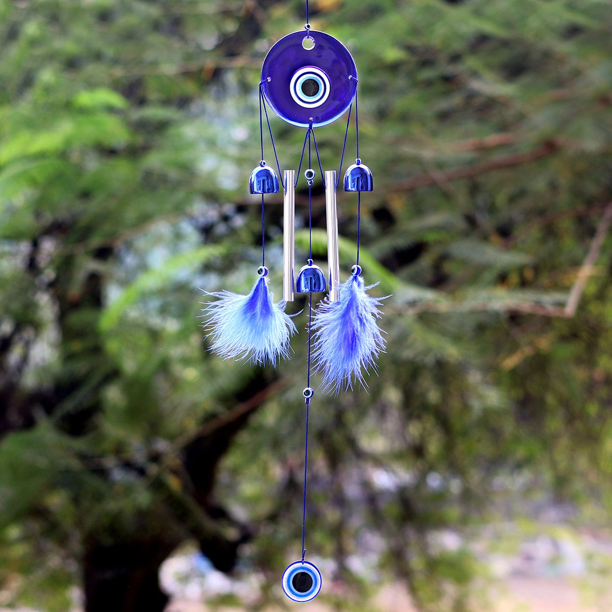 Feng Shui Evil Eye Hanging Wind Chimes For Home Office Car Bike Aluminium, Iron Windchime-image-25