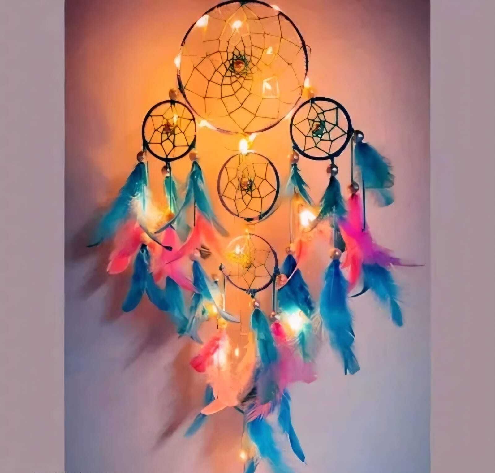 mahamaya Wall Hanging Handmade Wall Art for Bedrooms,office,Balcony, Feather Dream Catcher-picture-16