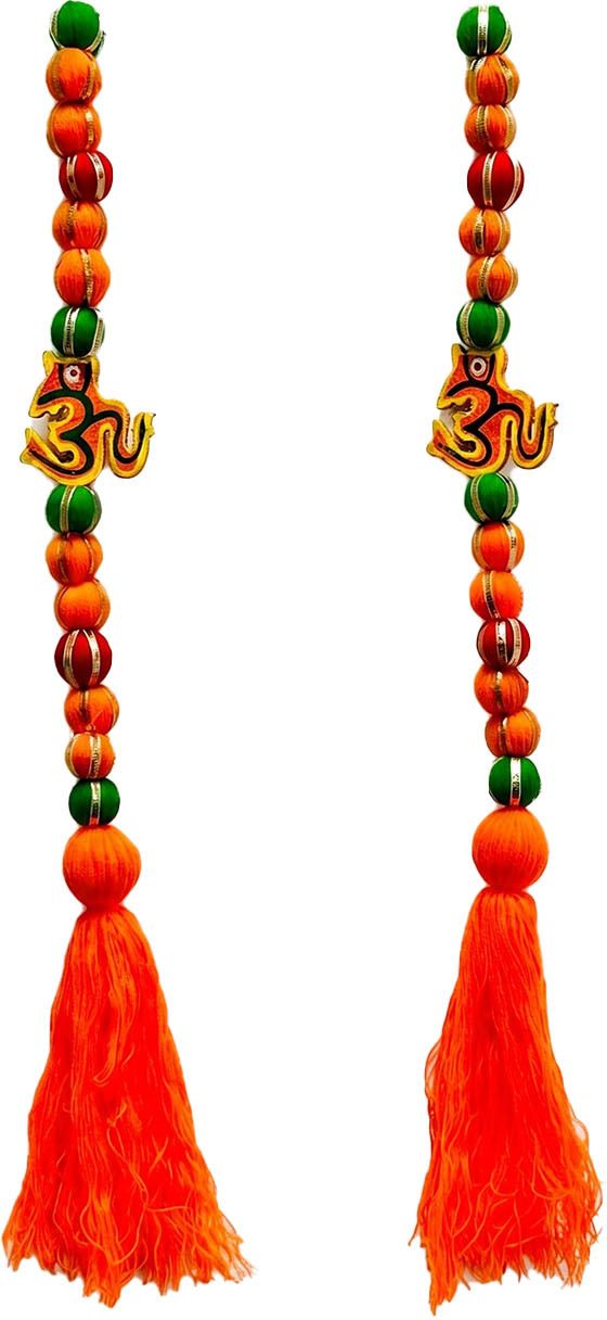 prishali Om Door Hanging Set of 2 | Handmade Om Beads Tassel Hanging for Main Door Deco Wood Windchime-picture-15