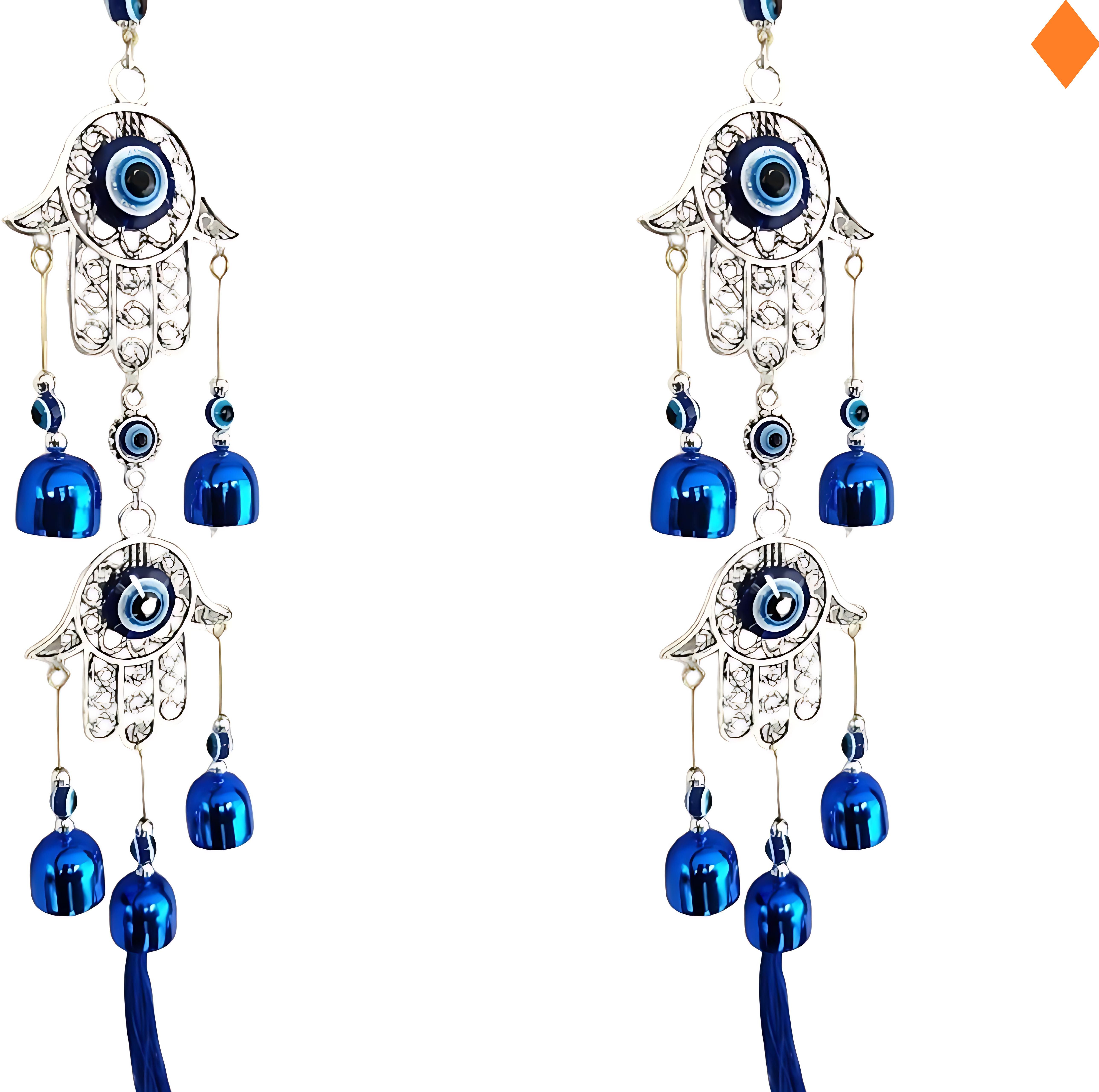 bzilo Pack Of 2 WindChime Hamsa Hand Metal Evil Eye Wall Hangings Design May vary O15 Polyresin Windchime-picture-20