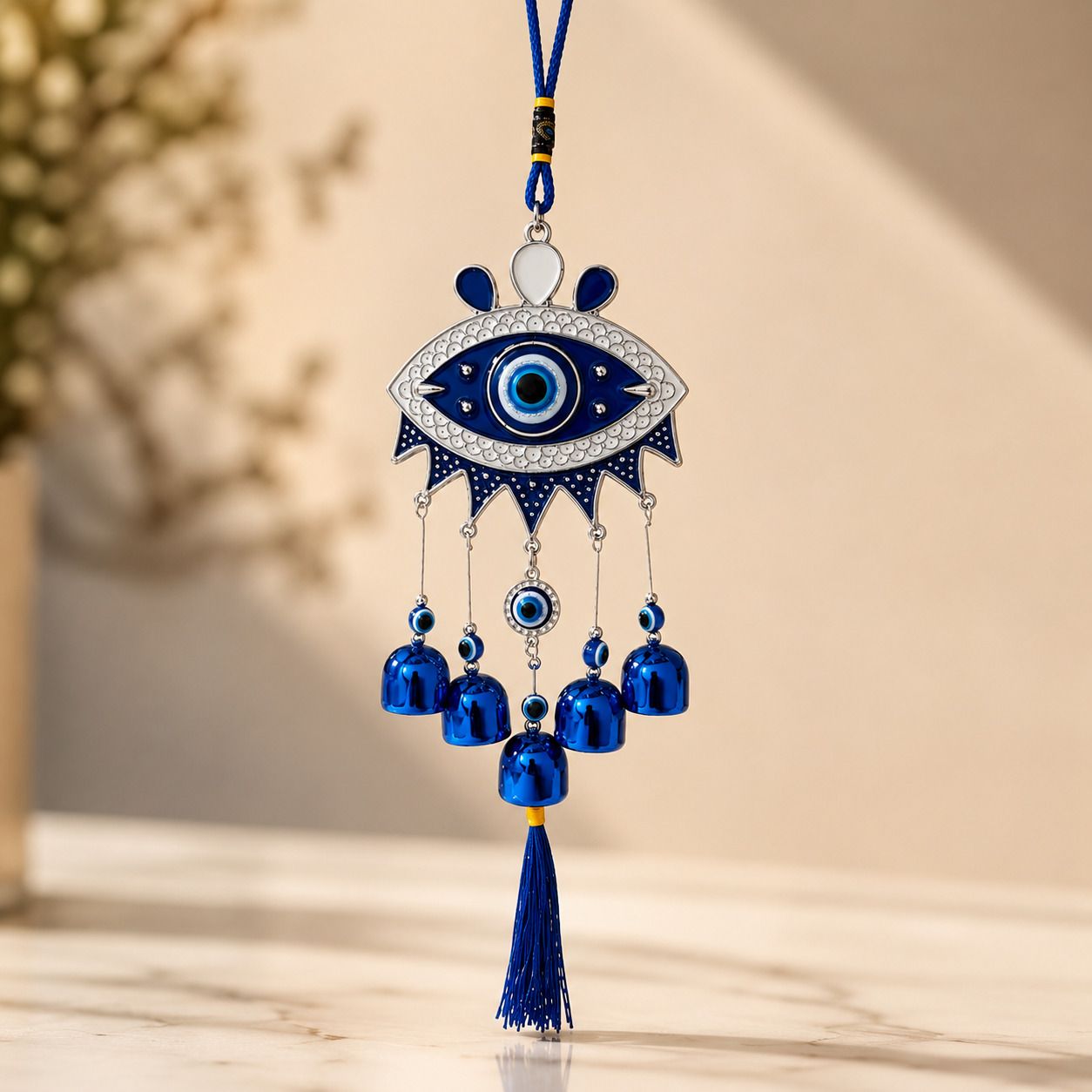 focusmart Evil Eye Hanging Wind Chime for Home, Car & Balcony Iron Windchime-picture-0