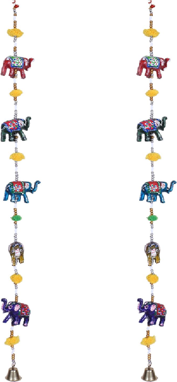 Handcrafted Elephant Door Latkan with Bells| (Multicolor) Plastic Windchime-image-12