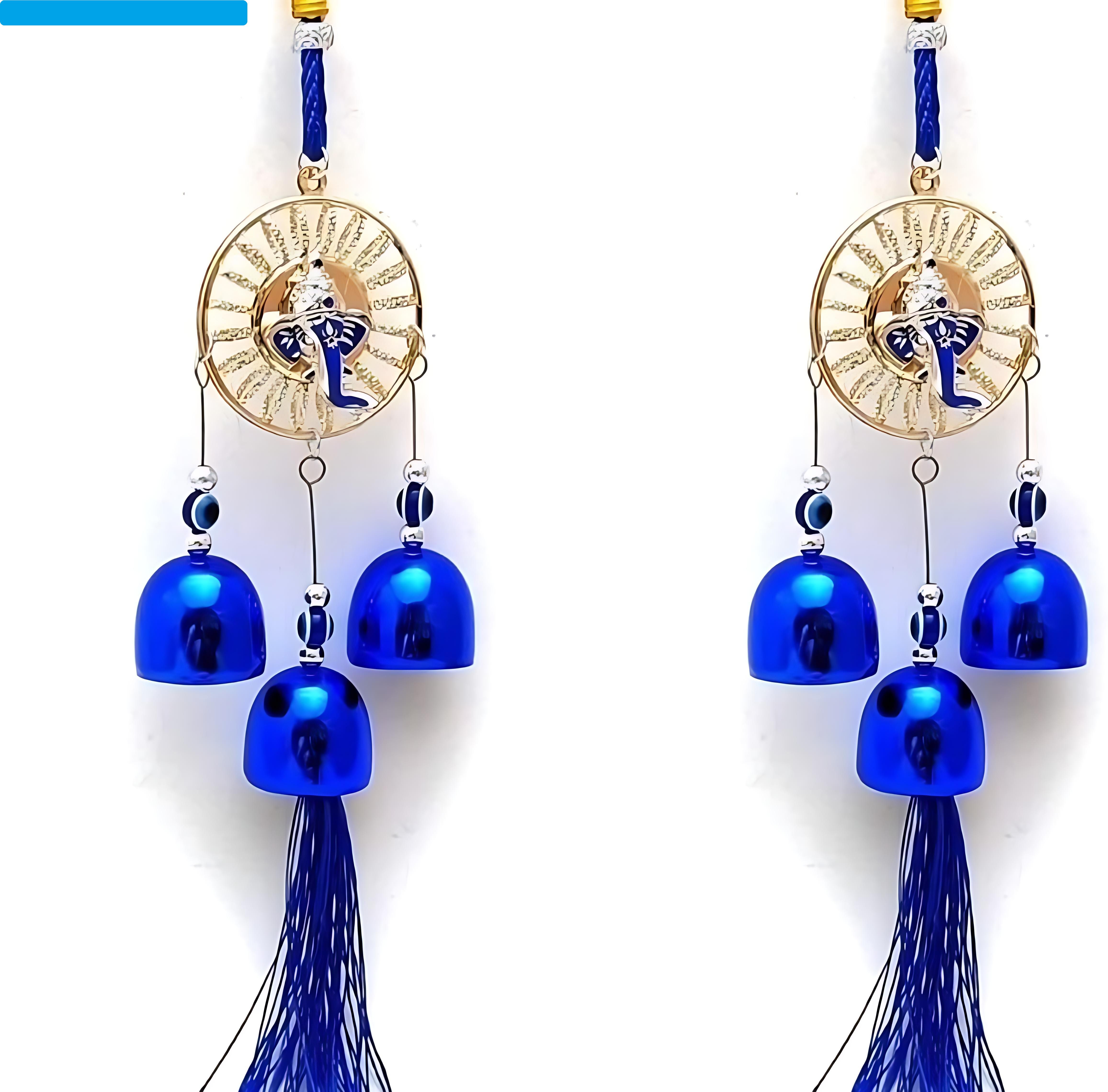 bzilo Pack Of 2 Wind Chime Lord Ganesh Evil Eye For Wall Hangings Design May vary K72 Polyresin Windchime-picture-34