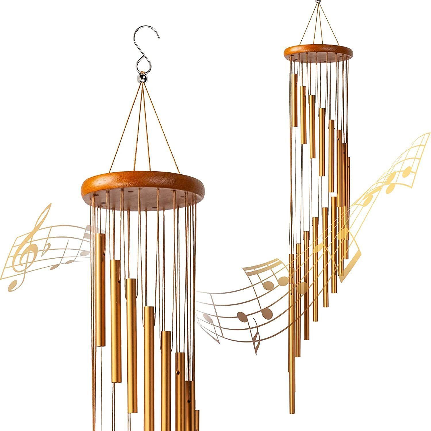 bafati Metal Wind Chimes with 15 Pipes for Feng Shui at Home Balcony Positive Energy Aluminium, Gold Plated Windchime-picture-27