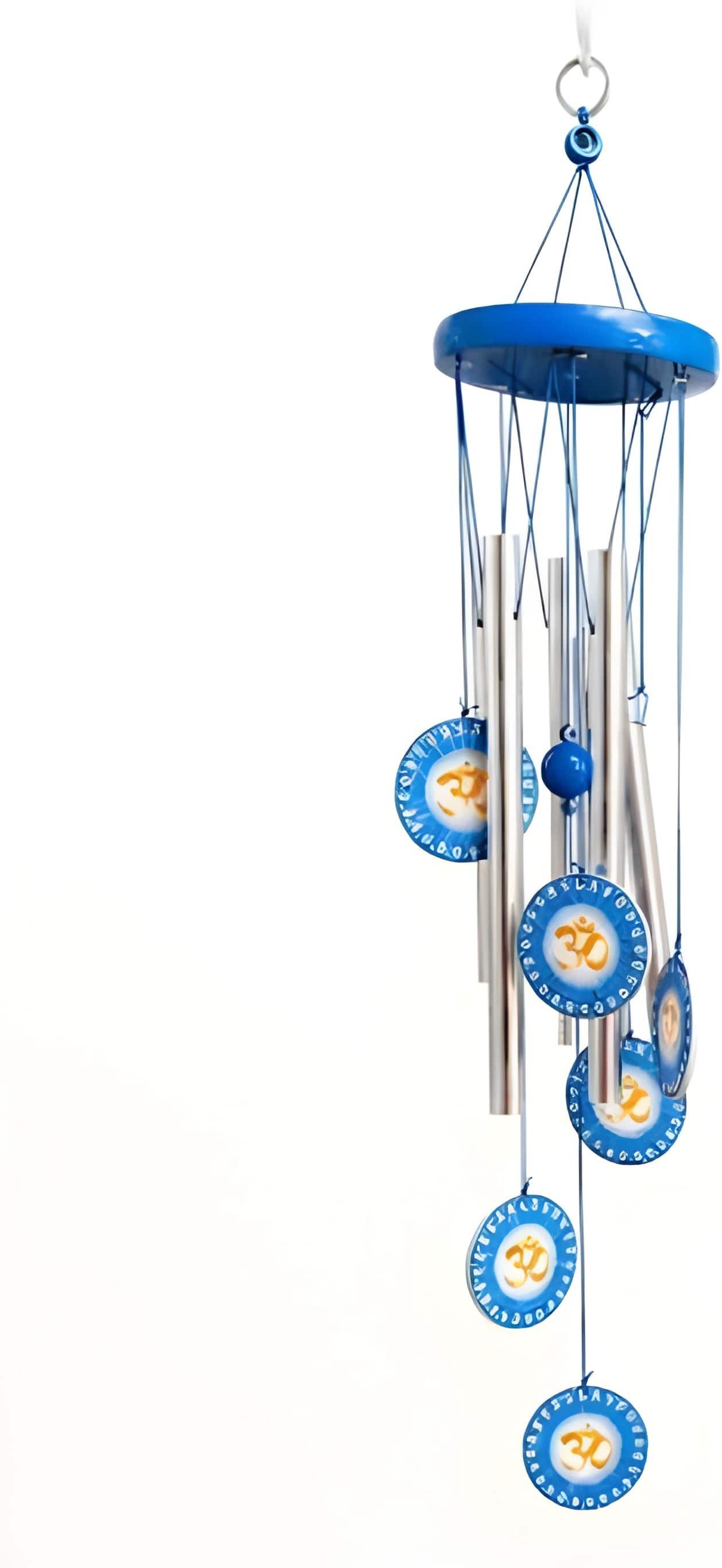 ppselects 6-Tube Aluminum Om Wind Chime for Home Decor & Balcony Aluminium, Silver Plated Windchime-picture-12