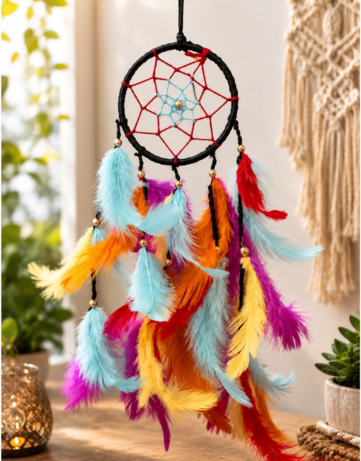 giftwa Dream Catcher Wall Hanging & Car Hanging/Bedroom, Nursery, Living Room & Office, Feather, Stainless Steel Dream Catcher-picture-41