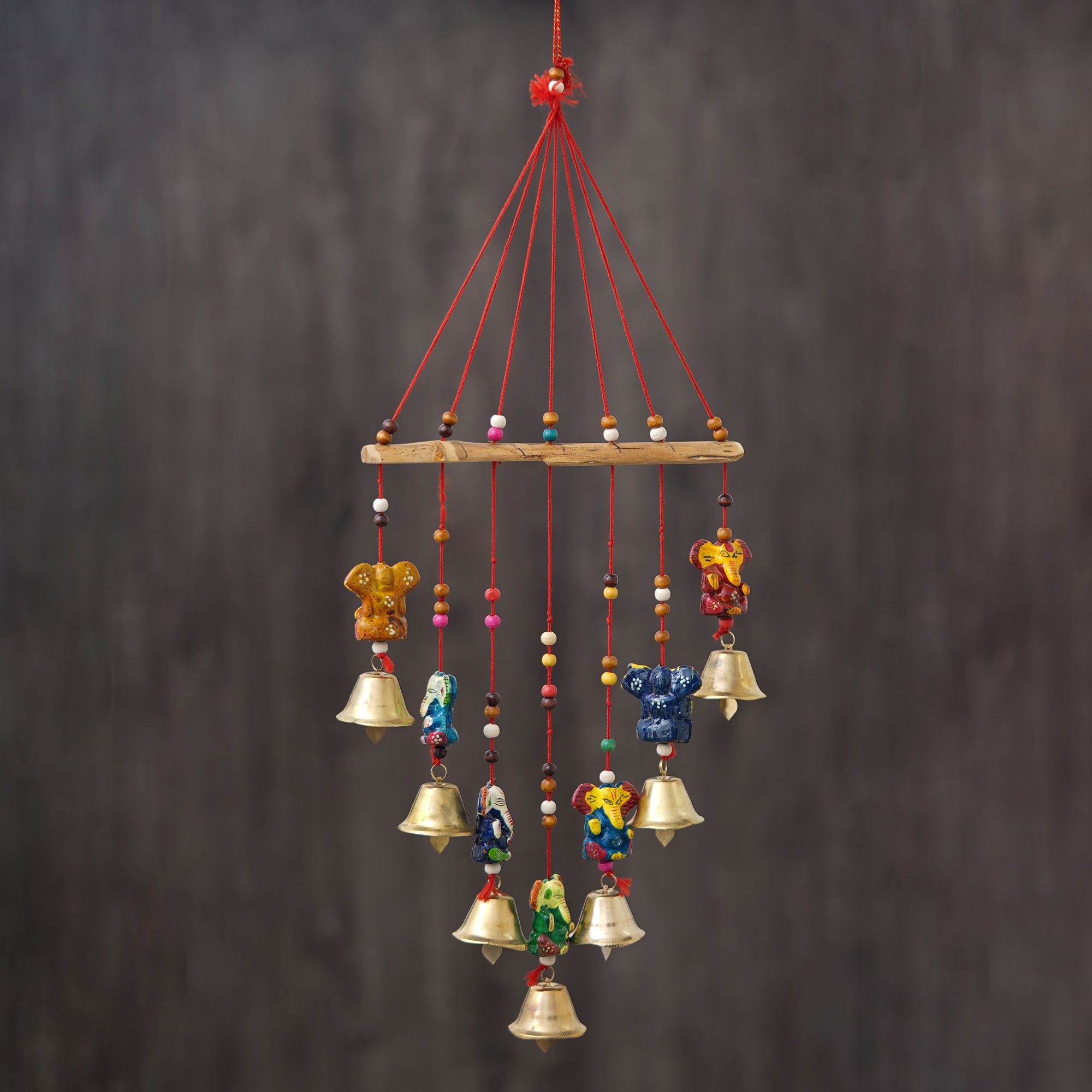 Handcrafted Ganesha Bells Windchime Decorative Hangings Wall Art For Main Door/Living Room Home Decor Wood Windchime-image-20