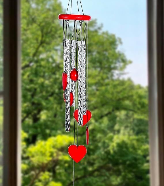 DAZZLEKIT Heart Shape Wind Chime with Silver Pipes – Wind Chimes for Balcony Aluminium Windchime-picture-36