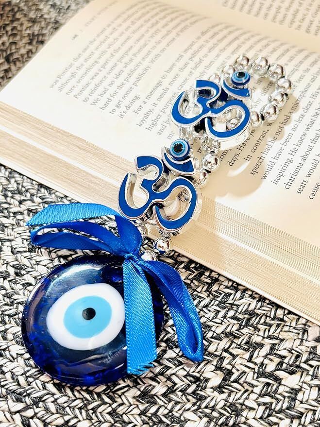 vigamu om Turkish evil eye Nazar Battu for Home,office,car for Good Luck & Gifting Item Glass, Plastic Windchime-picture-30