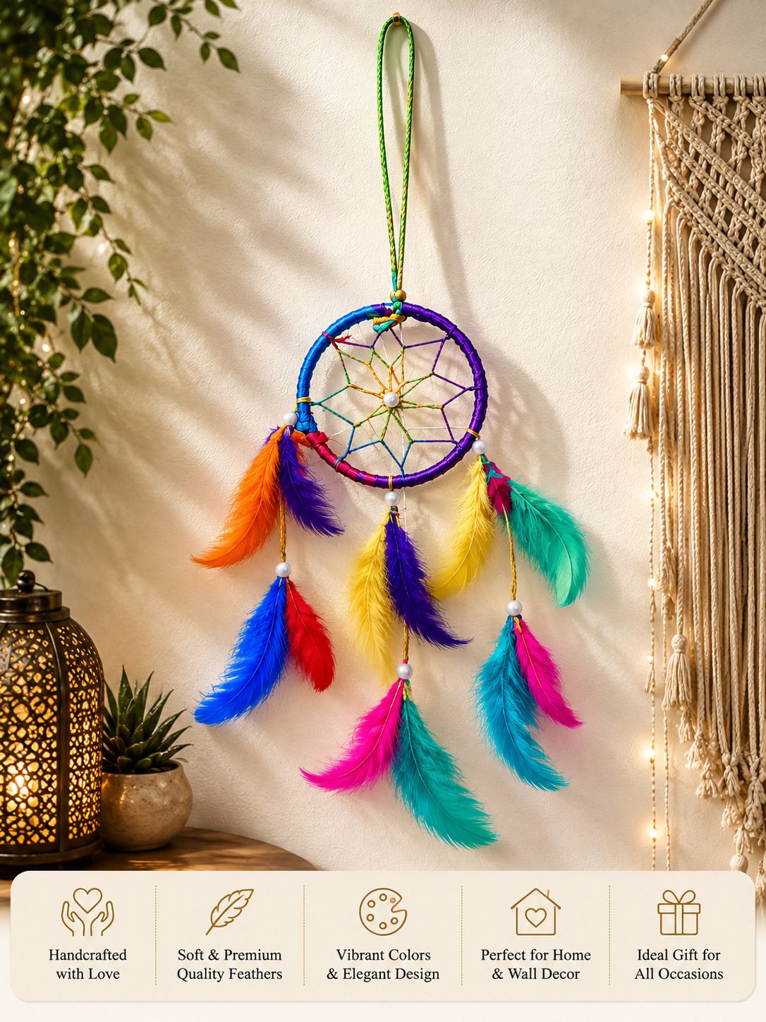 3Inch Frame multi Color Dream Catcher Feather Dream Catcher-image-24