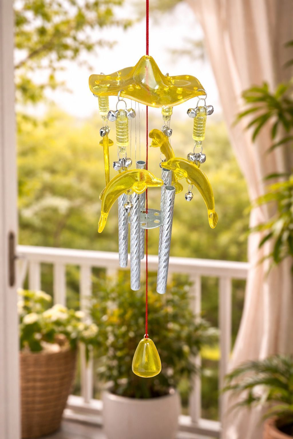 Dolphin Design Wind Chimes for Home Décor | Hanging Wind Chime for Balcony Aluminium, Plastic Windchime-image-35